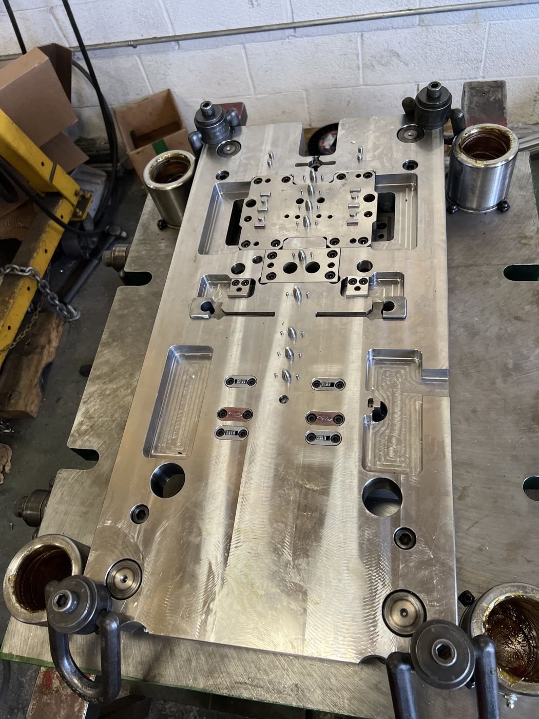 Lower die opened up on the bench for rebuild