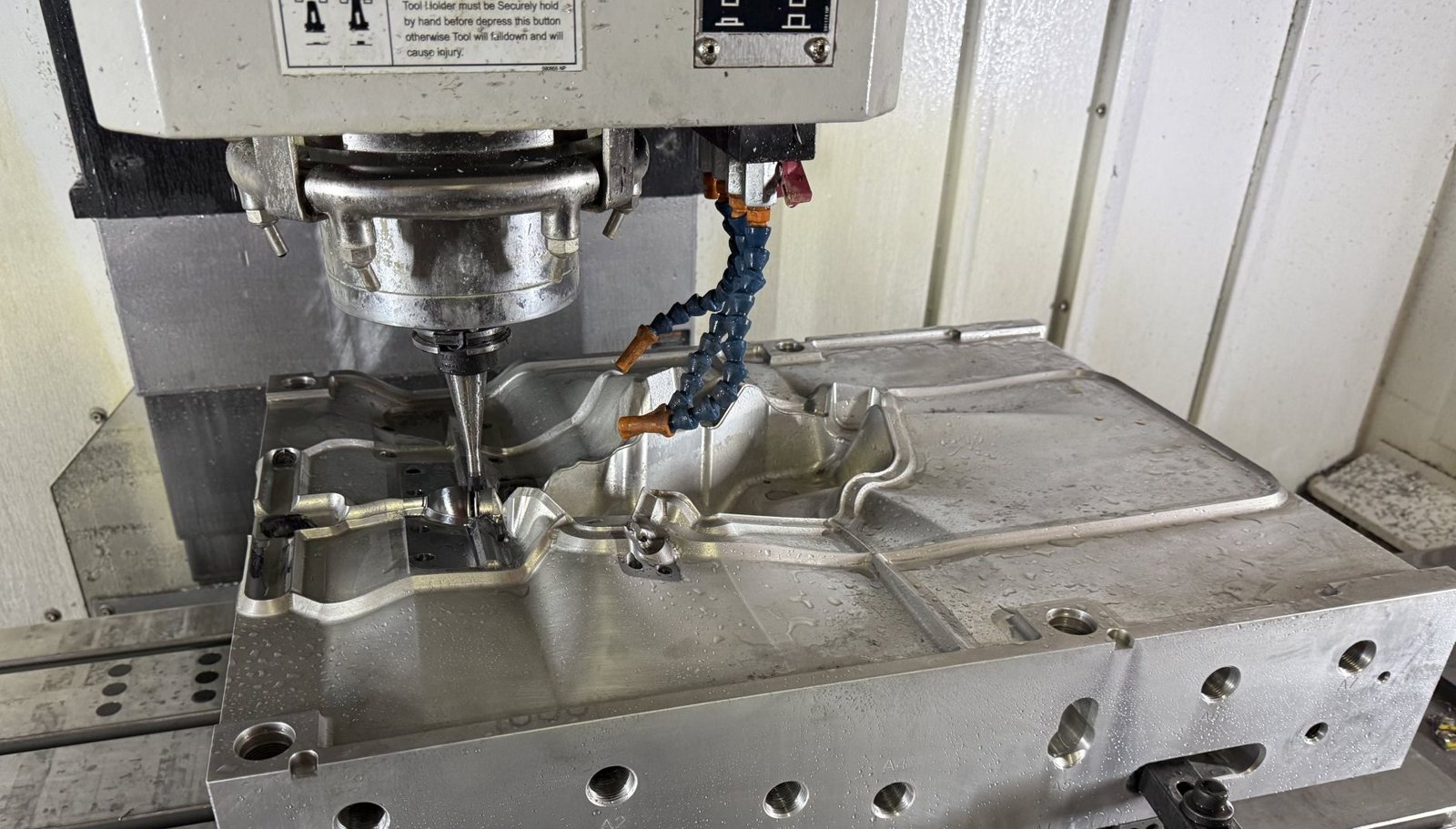 Mould cavity being machined on the SMART vertical machining center